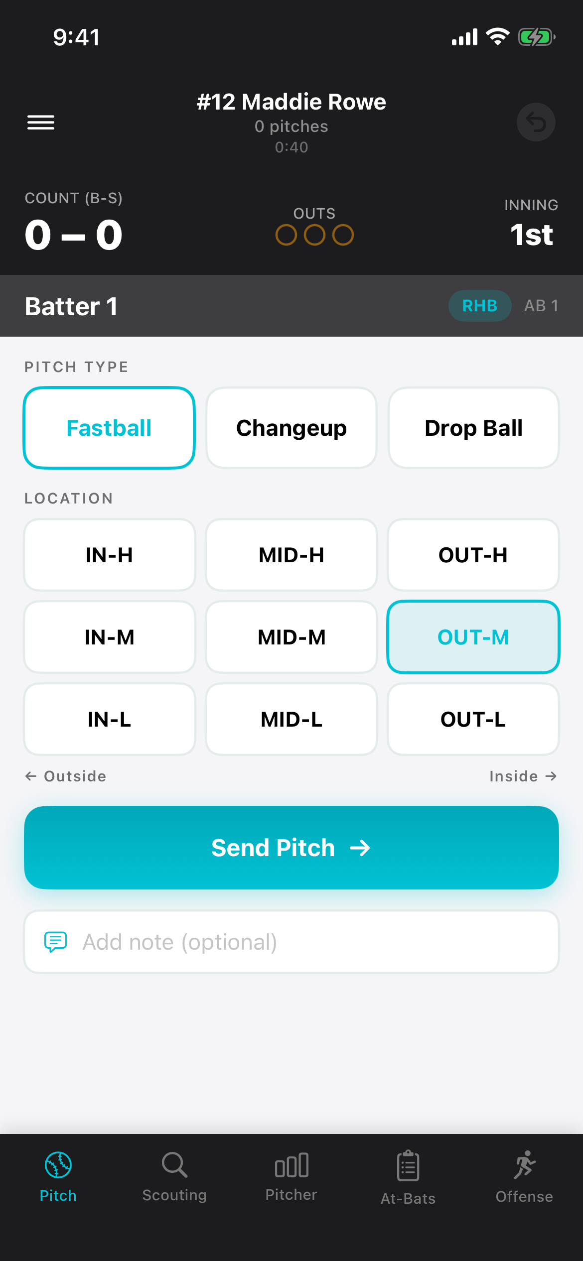 PitchKallr zone picker with the send pitch button